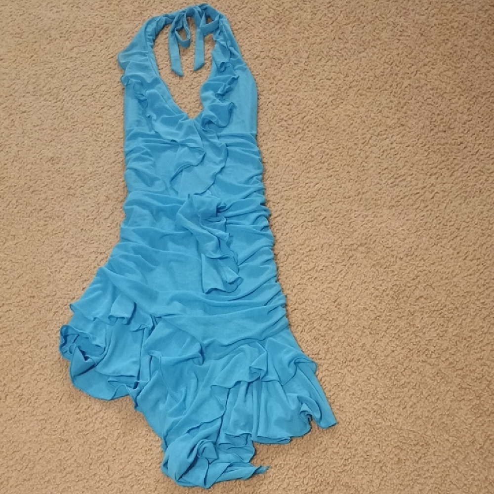 Elegant Backless Blue Dress